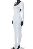 White Sexy Solid Patchwork Off the Shoulder Regular Jumpsuits