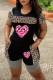 Black Fashion Casual Print Patchwork O Neck Short Sleeve Two Pieces
