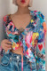 Colour Fashion Casual Print Patchwork Frenulum V Neck Tops