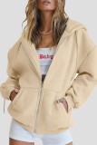 Grey Fashion Casual Solid Patchwork Zipper Hooded Collar Outerwear