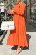 Orange Fashion Elegant Print Letter O Neck Long Sleeve Dresses