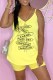 Yellow Fashion Casual Print Letter Spaghetti Strap Sleeveless Two Pieces