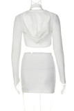 White Fashion Sexy Solid Patchwork V Neck Long Sleeve Three-piece Set