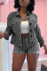 Black Fashion Casual Striped Print Shorts Set
