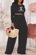Black Fashion Casual Print Letter O Neck Long Sleeve Two Pieces