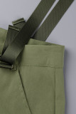 Green Fashion Casual Solid Patchwork Regular High Waist Conventional Patchwork Bottoms