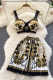 White Fashion Sexy Print Patchwork Backless Spaghetti Strap Sleeveless Two Pieces