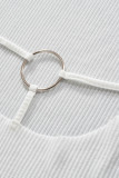 White Sexy Solid Patchwork Backless Turtleneck Pencil Skirt Dresses