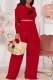 Red Fashion Casual Print Letter O Neck Long Sleeve Two Pieces