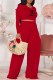 Red Fashion Casual Print Letter O Neck Long Sleeve Two Pieces