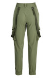 Green Fashion Casual Solid Patchwork Regular High Waist Conventional Patchwork Bottoms