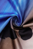 Colour Casual Print Patchwork Spaghetti Strap Sling Dress Dresses