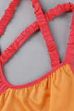Red Fashion Solid Flounce Halter Straight Dresses