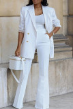 White Fashion Casual Solid Patchwork Turn-back Collar Long Sleeve Two Pieces