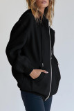 Black Fashion Casual Solid Patchwork Zipper Hooded Collar Outerwear
