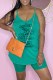 Light Green Fashion Casual Print Letter Spaghetti Strap Sleeveless Two Pieces