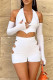 White Fashion Sexy Solid Hollowed Out Backless Halter Long Sleeve Two Pieces