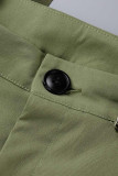 Green Fashion Casual Solid Patchwork Regular High Waist Conventional Patchwork Bottoms