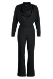 White Casual Work Solid Patchwork Buttons O Neck Long Sleeve Two Pieces
