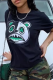 Black Fashion Cute Print Patchwork O Neck T-Shirts