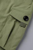 Green Fashion Casual Solid Patchwork Regular High Waist Conventional Patchwork Bottoms