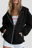 Dark Gray Fashion Casual Solid Patchwork Zipper Hooded Collar Outerwear