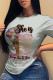 Grey Fashion Print Patchwork Letter O Neck T-Shirts