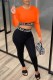 Orange Fashion Sexy Letter Patchwork O Neck Long Sleeve Two Pieces