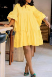 Red Fashion Casual Solid Basic O Neck Long Sleeve Dresses