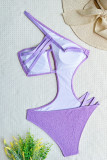 Purple Fashion Sexy Solid Hollowed Out Patchwork Backless Swimwears (With Paddings)