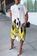 White Fashion Casual Print Letter Turndown Collar Shirt Dress Dresses