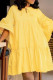 Yellow Fashion Casual Solid Basic O Neck Long Sleeve Dresses