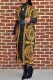 Black Elegant Fashion Print Letter Without Belt Cardigan Collar Outerwear