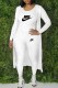 White Fashion Casual Print Letter O Neck Long Sleeve Three Pieces