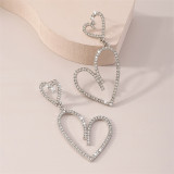 Silver Fashion Patchwork Rhinestone Earrings