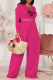 Rose Red Fashion Print Patchwork O Neck Long Sleeve Two Pieces