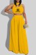 Yellow Fashion Casual Print Letter O Neck Sleeveless Two Pieces