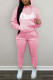 Pink Casual Solid Embroidered Patchwork Hooded Collar Long Sleeve Two Pieces