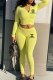 Yellow Fashion Casual Print Letter Hooded Collar Long Sleeve Two Pieces