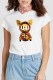 White Fashion Casual Character Letter O Neck T-Shirts