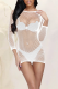 White Sexy Solid Mesh O Neck Pencil Skirt Dresses