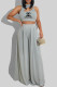 Grey Fashion Casual Print Letter O Neck Sleeveless Two Pieces