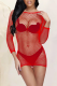Red Sexy Solid Mesh O Neck Pencil Skirt Dresses