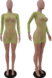 Red Sexy Solid Mesh O Neck Pencil Skirt Dresses