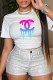White Fashion Casual Print Letter O Neck T-Shirts