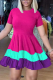 Pink Casual Solid Patchwork O Neck Cake Skirt Dresses