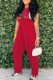 Red Fashion Casual Letter Hot Drill O Neck Sleeveless Two Pieces