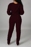 Green Casual Solid Patchwork Hooded Collar Long Sleeve Two Pieces