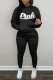 Black Casual Solid Embroidered Patchwork Hooded Collar Long Sleeve Two Pieces