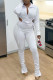 White Fashion Casual Solid Bandage Hollowed Out Turndown Collar Long Sleeve Two Pieces